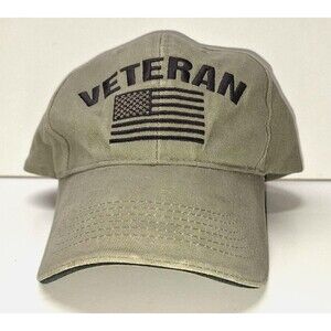 Rothco Vintage Veteran USA Flag Low Profile Cap Olive Drab Adjustable Size Hat